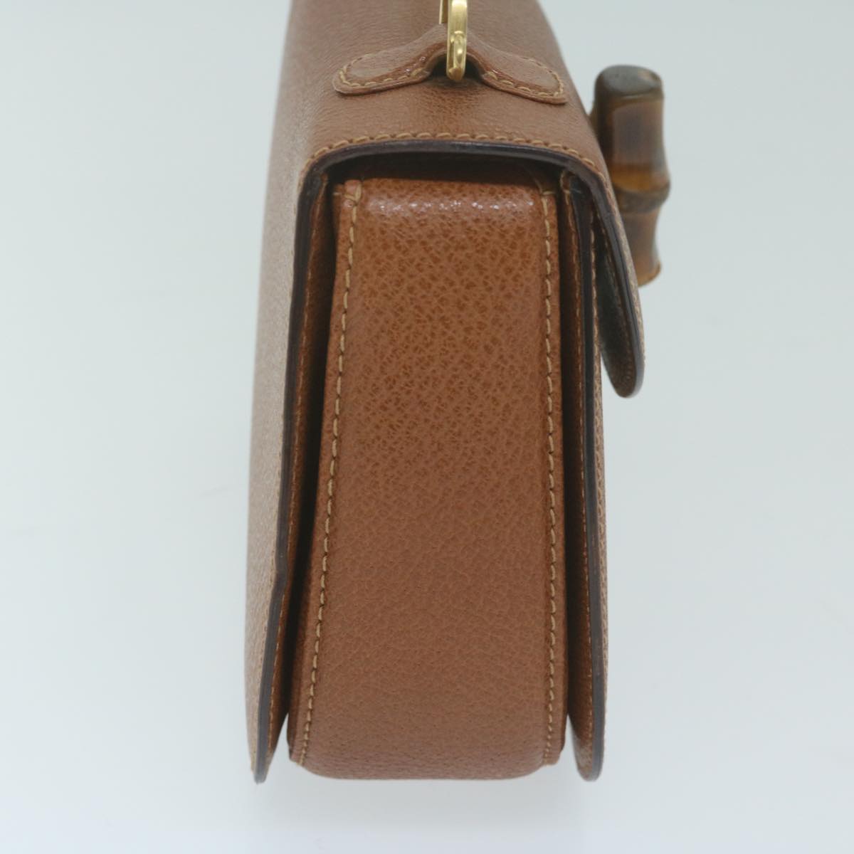 GUCCI Bamboo Turn Lock Hand Bag Leather Brown 10176
