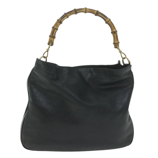 GUCCI Bamboo Hand Bag Leather 2way Black 001 1577 10189