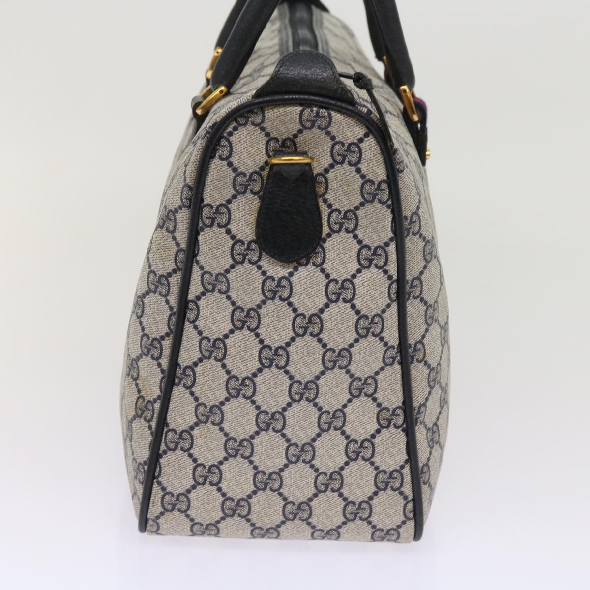 GUCCI GG Supreme Sherry Line Boston Bag Navy Red 39 02 041 10237