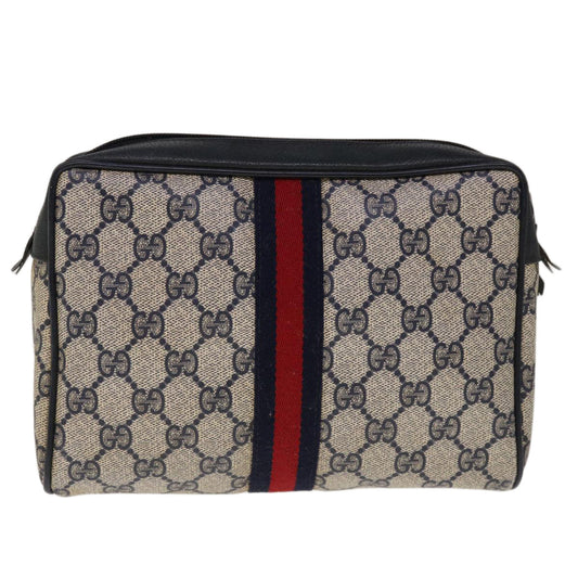 GUCCI GG Supreme Sherry Line Clutch Bag Red Navy 63 01 012 10298