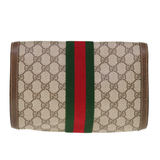 GUCCI GG Supreme Web Sherry Line Clutch Bag Beige Red 89 01 006 10328