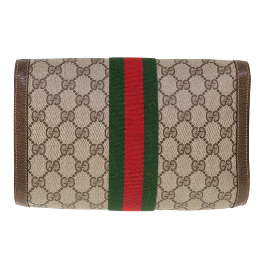 GUCCI GG Supreme Web Sherry Line Clutch Bag Beige Red 89 01 006 10340