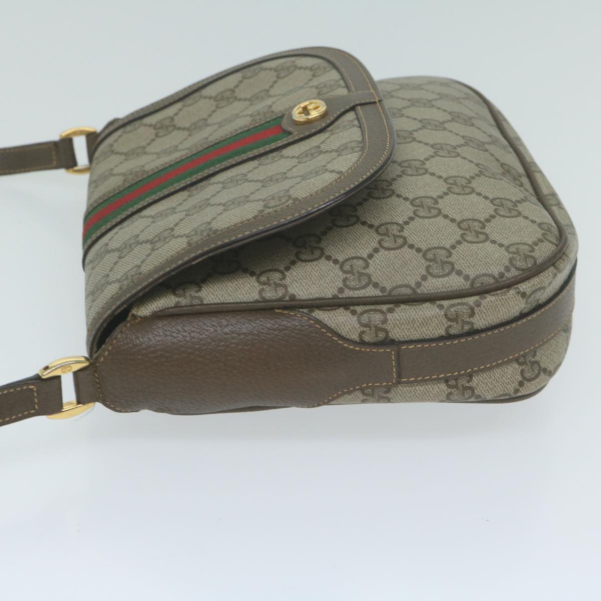 GUCCI GG Supreme Web Sherry Line Shoulder Bag Beige 001 115 0914 10382