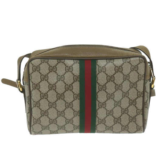 GUCCI GG Supreme Web Sherry Line Shoulder Bag Beige Red 111 02 004 10395