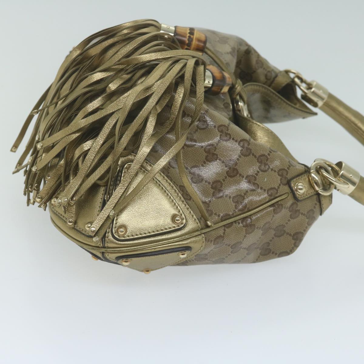GUCCI GG Crystal Bamboo Indy Hand Bag 2way Beige 185566 10412