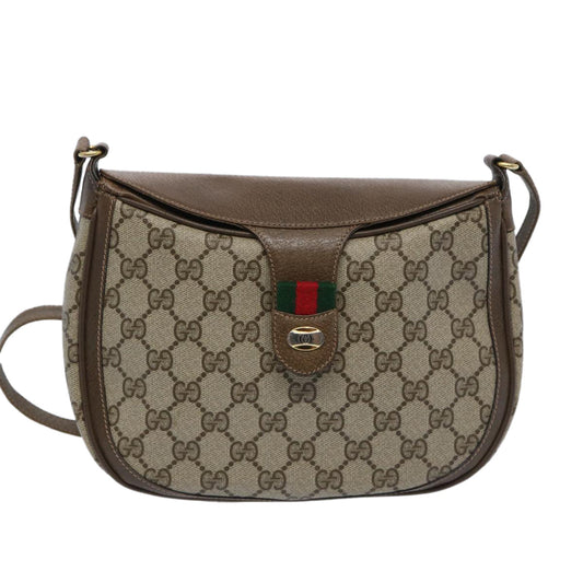 GUCCI GG Supreme Web Sherry Line Shoulder Bag Beige Green 10 02 056 10432