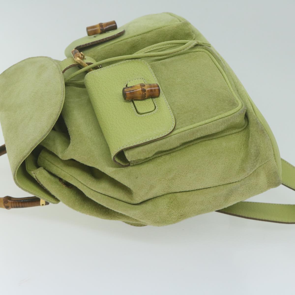 GUCCI Bamboo Backpack Suede Green 0032058 10447
