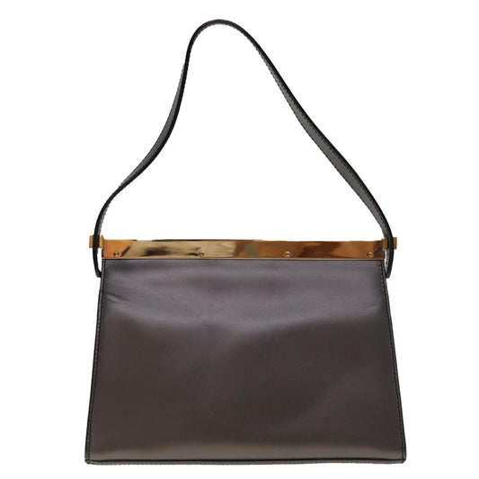 GUCCI Hand Bag Leather Black 10455