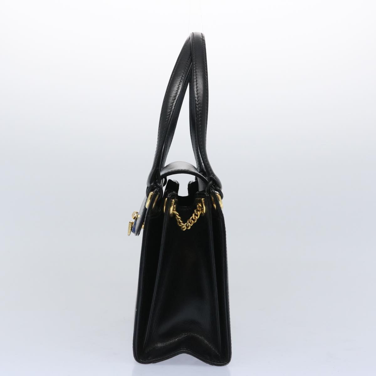 GUCCI Hand Bag Leather Black 10459