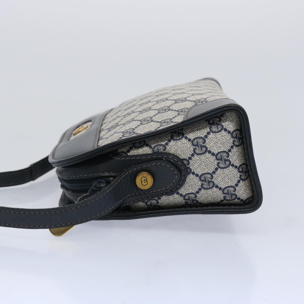 GUCCI GG Canvas Shoulder Bag PVC Navy 10467