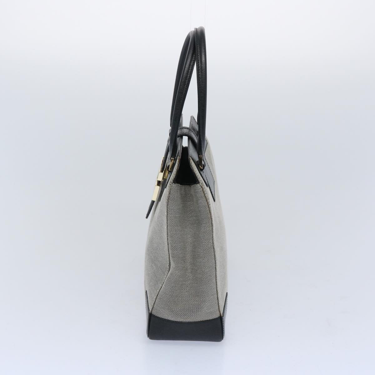 GUCCI Hand Bag Canvas Gray Black 10469