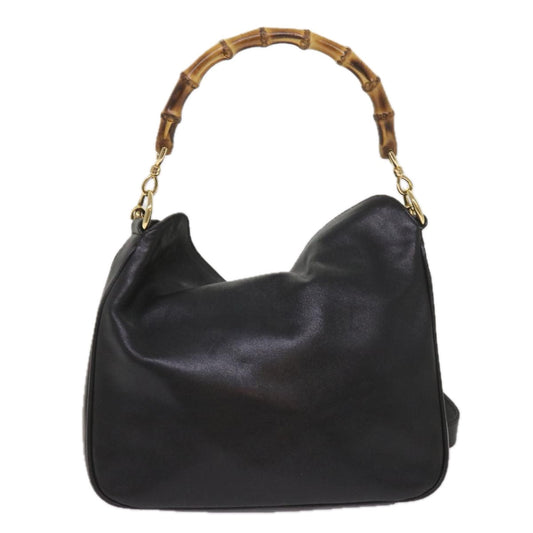 GUCCI Bamboo Shoulder Bag Leather 2way Black 10486