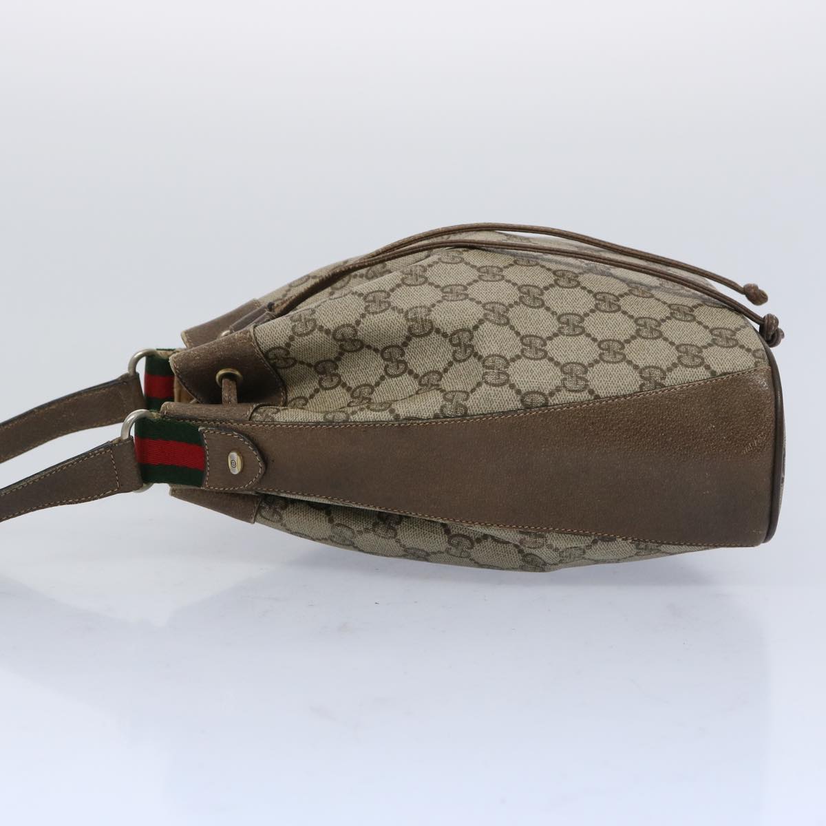 GUCCI GG Supreme Web Sherry Line Shoulder Bag Beige Green 41 02 034 10500