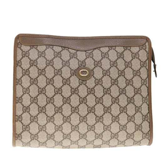 GUCCI GG Supreme Clutch Bag PVC Beige 97 01 038 10505