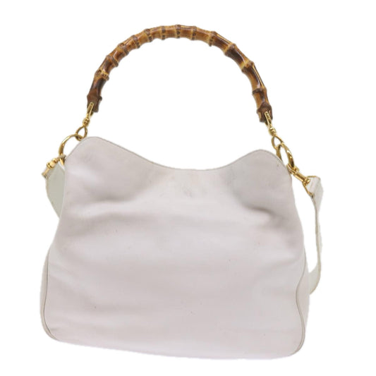 GUCCI Bamboo Shoulder Bag Leather 2way White 10515