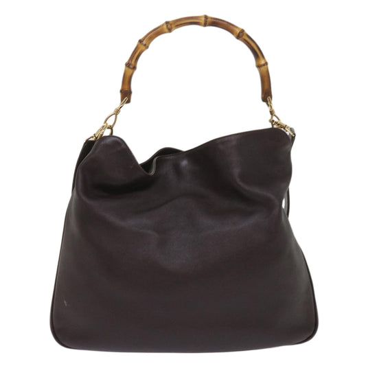 GUCCI Bamboo Shoulder Bag Leather 2way Brown 10516
