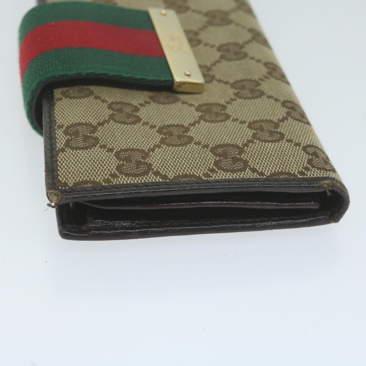 GUCCI GG Canvas Web Sherry Line Wallet Beige Green Red 10574