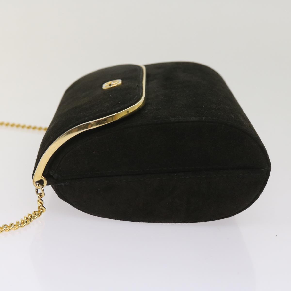 GUCCI Interlocking Chain Shoulder Bag Suede Black 10611