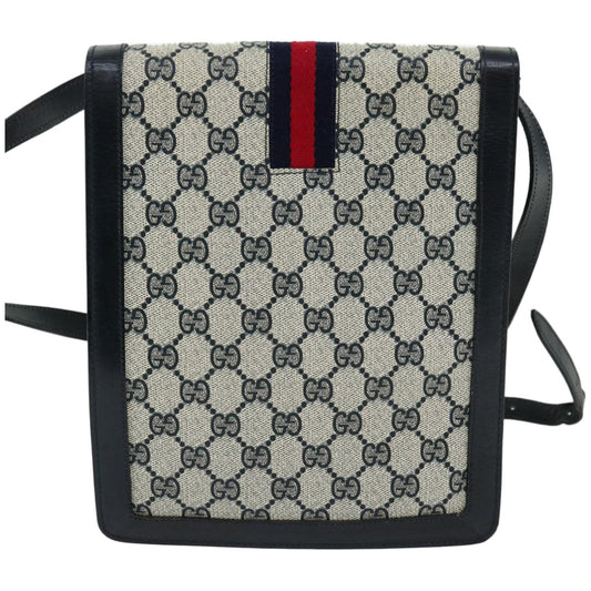 GUCCI GG Supreme Sherry Line Shoulder Bag PVC Red Navy 10640