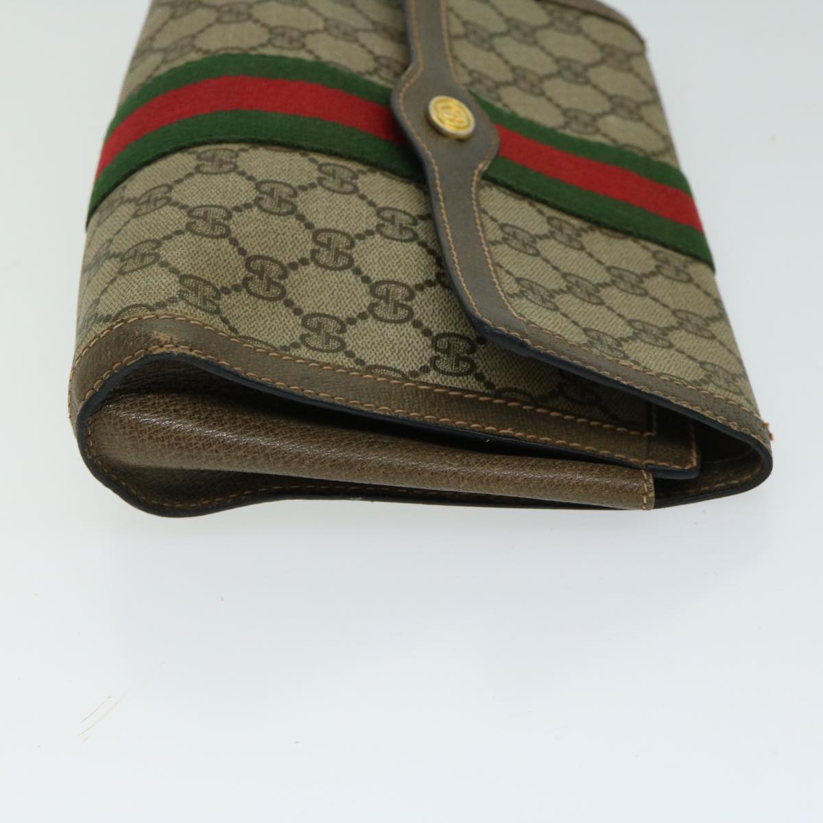 GUCCI GG Supreme Web Sherry Line Clutch Bag PVC Beige 89 01 006 10694
