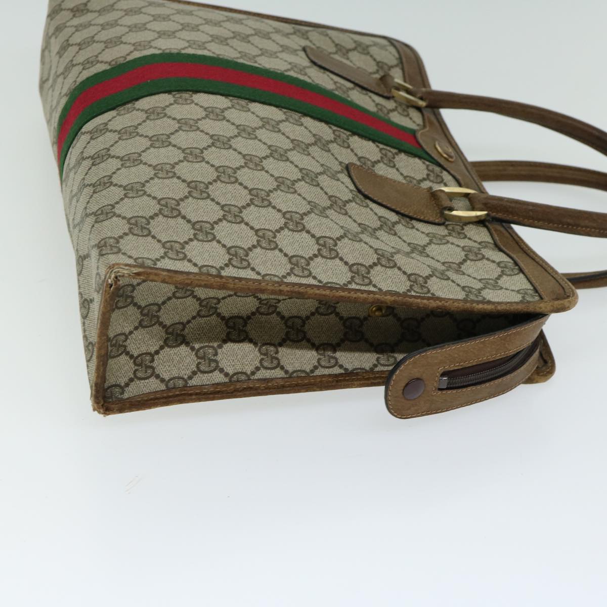GUCCI GG Supreme Web Sherry Line Hand Bag Beige Red 002 4083 39 10706