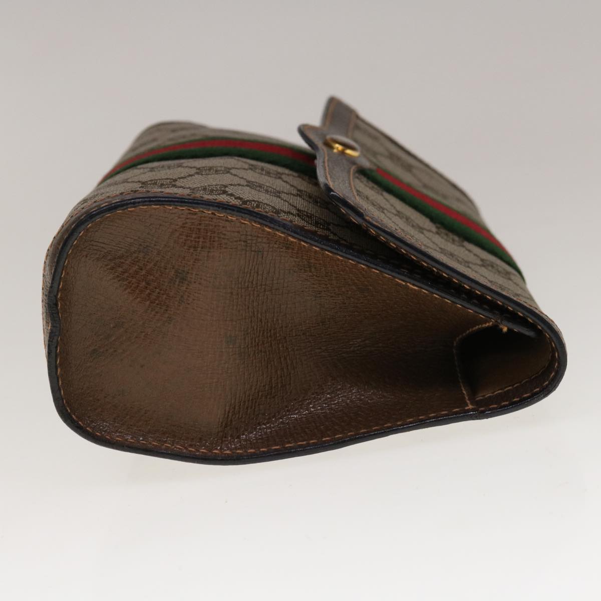 GUCCI GG Canvas Web Sherry Line Clutch Bag PVC Beige Red 89 01 006 10724