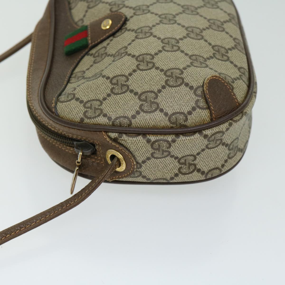 GUCCI GG Supreme Web Sherry Line Shoulder Bag PVC Beige 156 02 066 10732