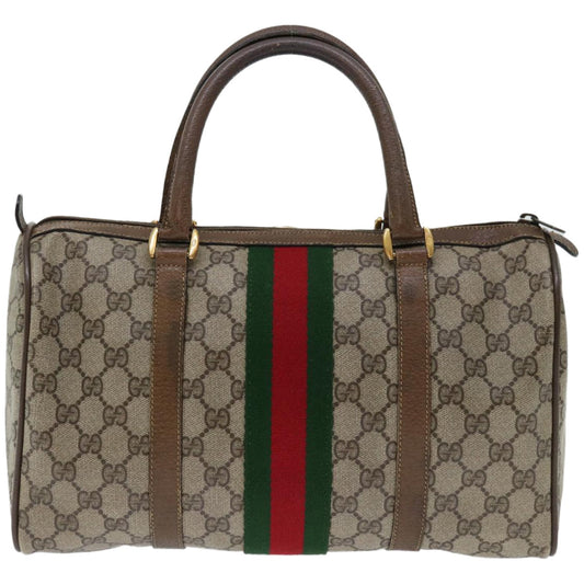 GUCCI GG Supreme Web Sherry Line Boston Bag Beige Red 39 02 007 10775