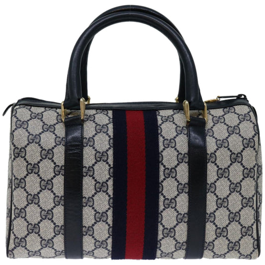 GUCCI GG Supreme Sherry Line Boston Bag PVC Navy Red 010 378 10830