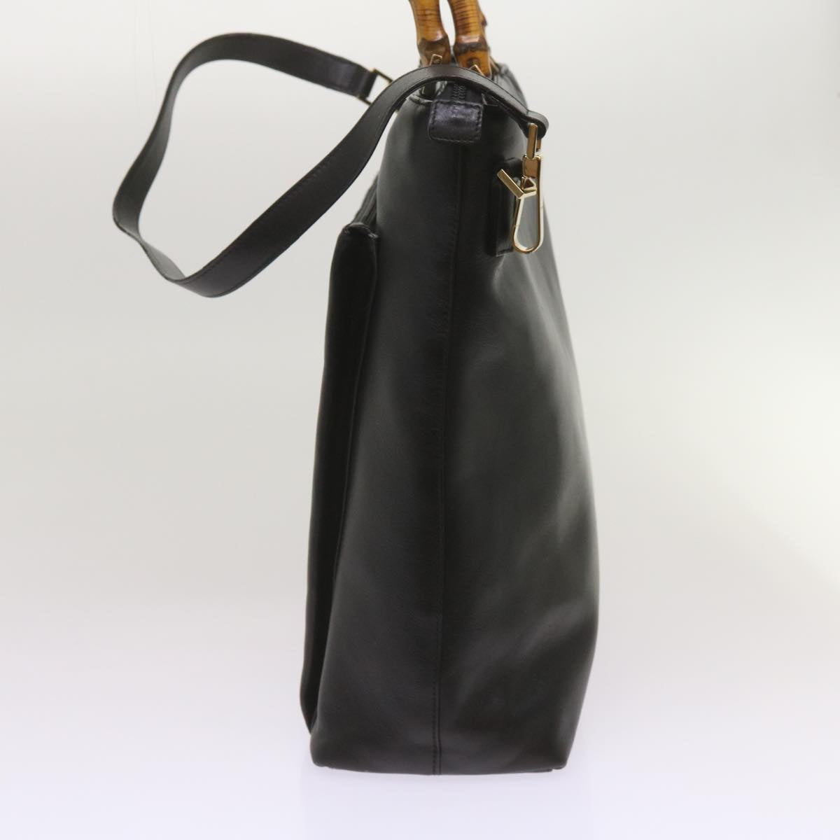 GUCCI Bamboo Hand Bag Leather 2way Black 002 1956 0506 10898