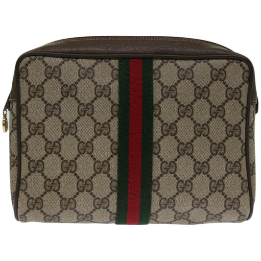 GUCCI GG Supreme Web Sherry Line Clutch Bag PVC Beige 84 01 012 10926