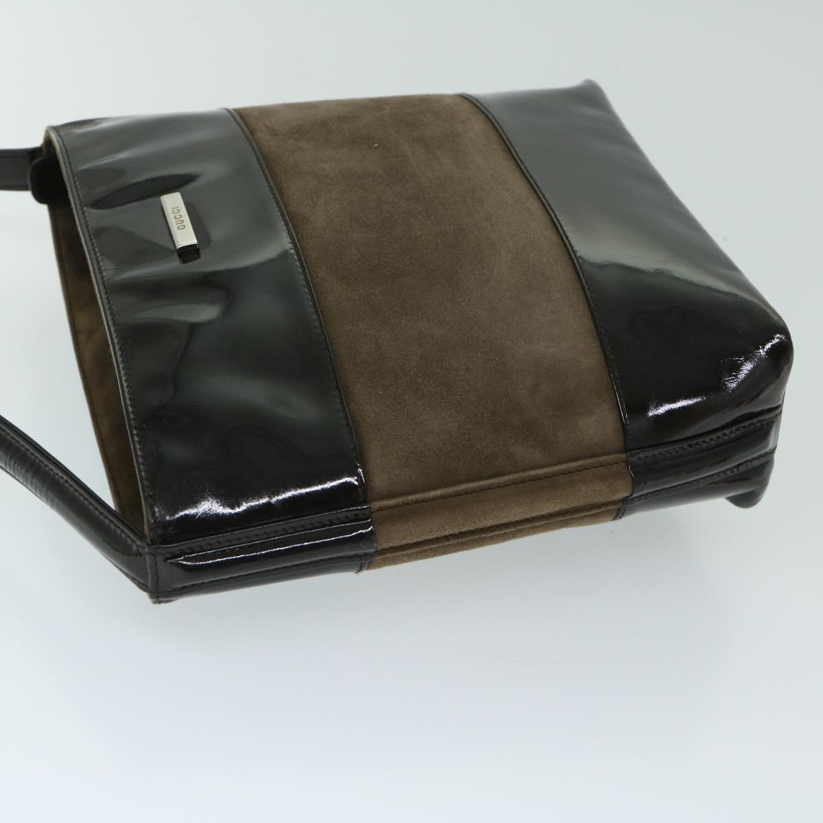 GUCCI Shoulder Bag Patent leather Brown 10956