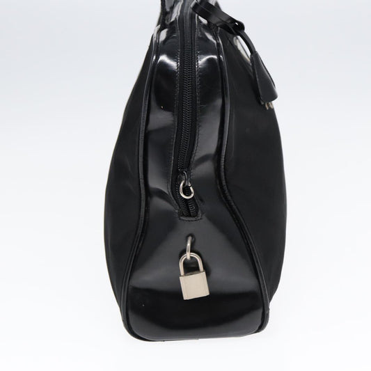 Luxury Prada Tote Bag Nylon Leather Black Silver yk14201
