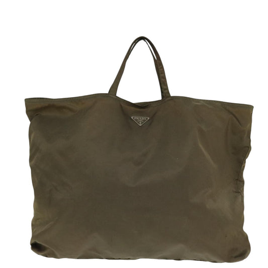 Luxury Prada Tote Bag Nylon Brown Silver yk14368