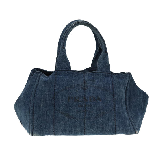 Luxury Prada Canapa MM Hand Bag Denim Blue Gold yk14385