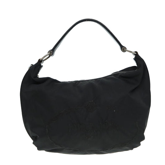 Luxury Prada Shoulder Bag Nylon Black Silver yk14428
