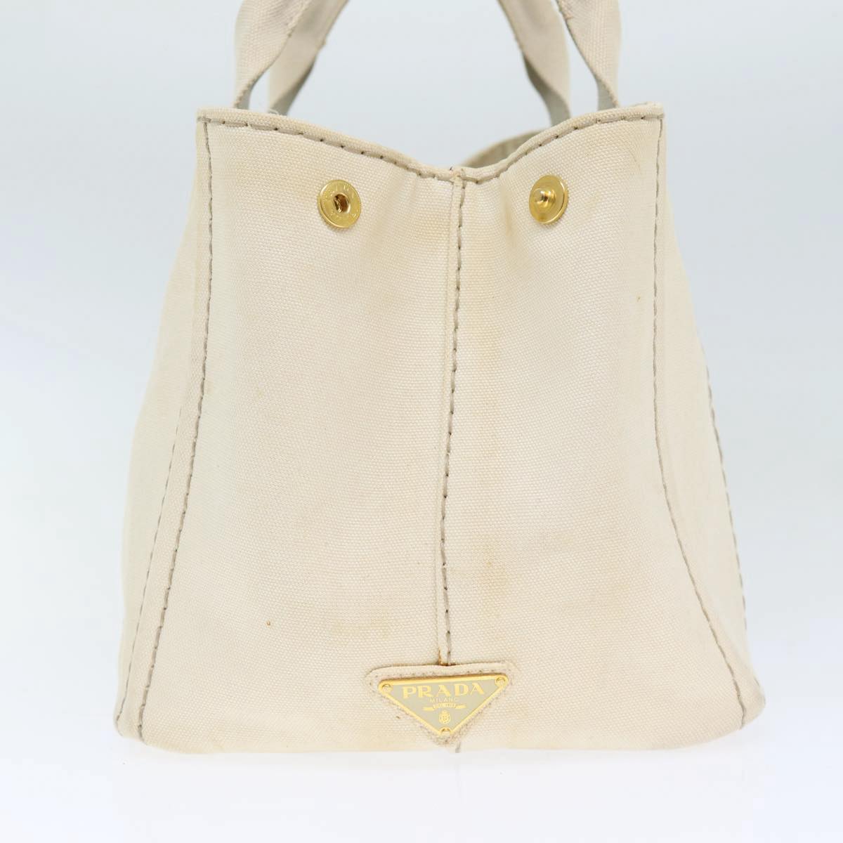 Luxury Prada Canapa MM Hand Bag Canvas Beige Gold yk14457