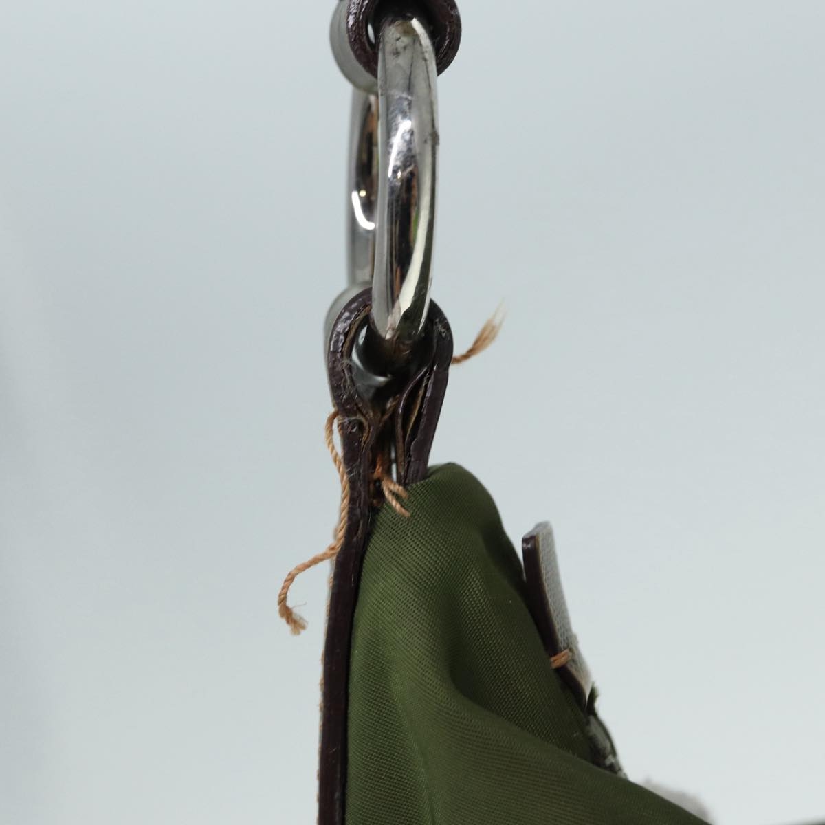 Luxury Prada Shoulder Bag Nylon Khaki Silver yk14476