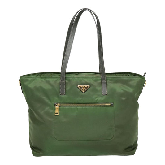 Luxury Prada Tote Bag Nylon 2way Green Gold yk14820