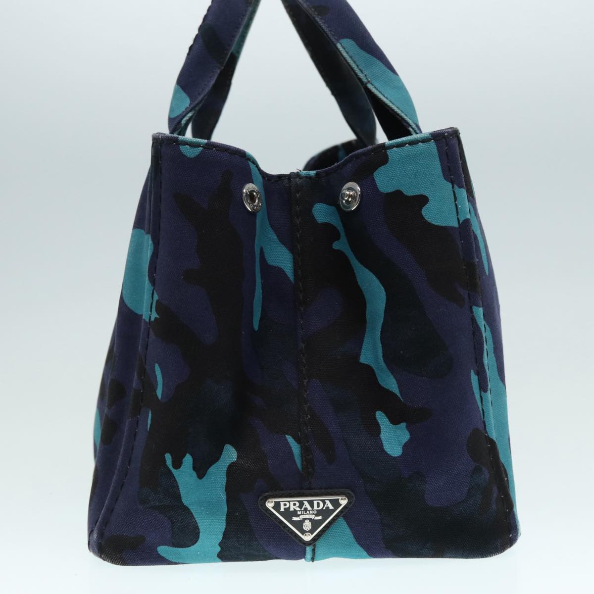 Luxury Prada Camouflage Canapa MM Hand Bag Canvas 2way Blue Silver yk14844