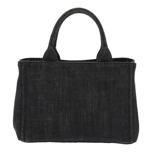 Luxury Prada Canapa PM Hand Bag Denim Black Silver yk15052