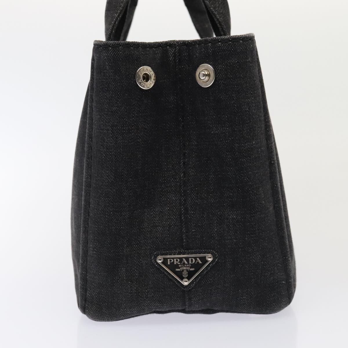 Luxury Prada Canapa PM Hand Bag Denim Black Silver yk15052