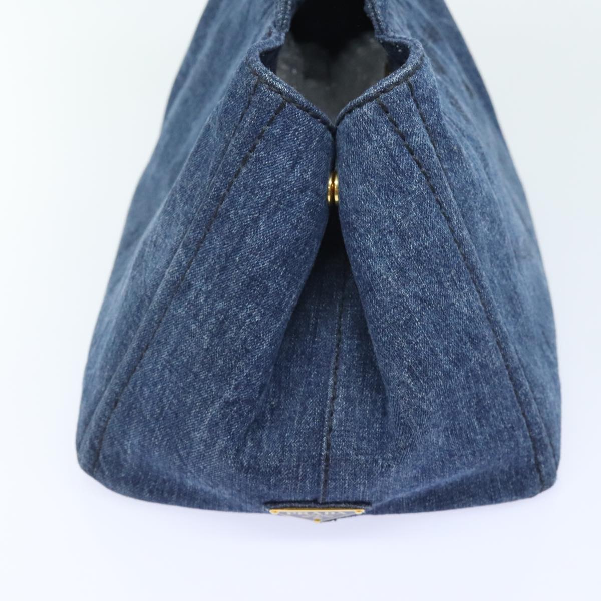 Luxury Prada Canapa MM Hand Bag Denim Blue Gold yk15254
