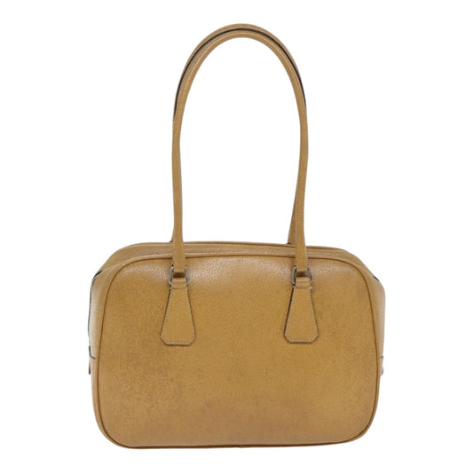Luxury Prada Shoulder Bag Leather Brown Silver yk15387