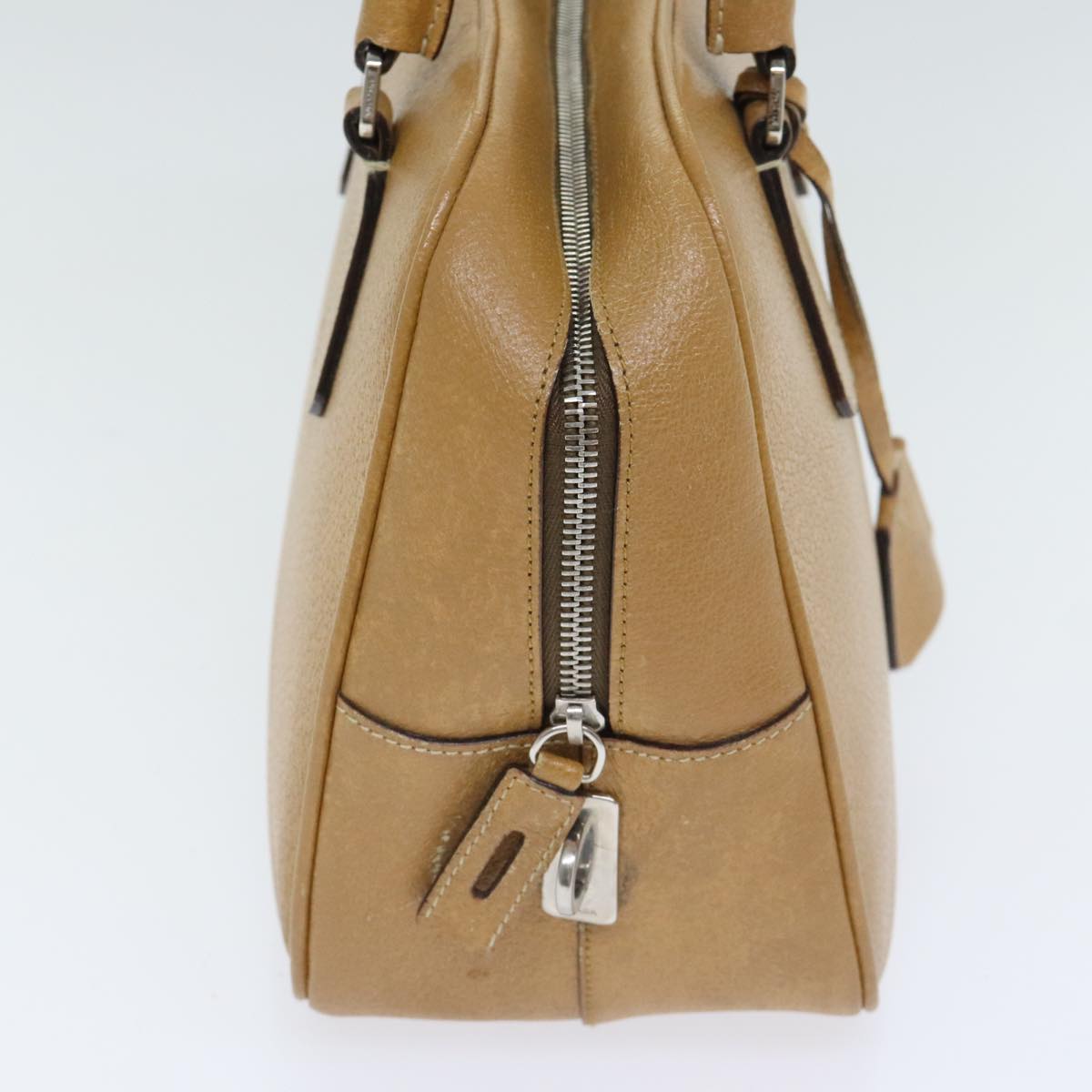Luxury Prada Shoulder Bag Leather Brown Silver yk15387