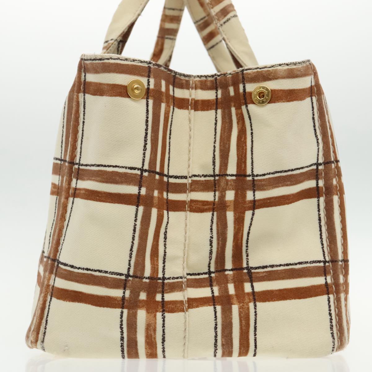 Luxury Prada Canapa GM Hand Bag Canvas Brown Gold yk15469