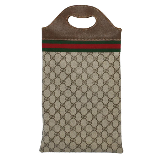Luxury Gucci GG Canvas Web Sherry Line Hand Bag PVC Leather Beige Red Green 8507