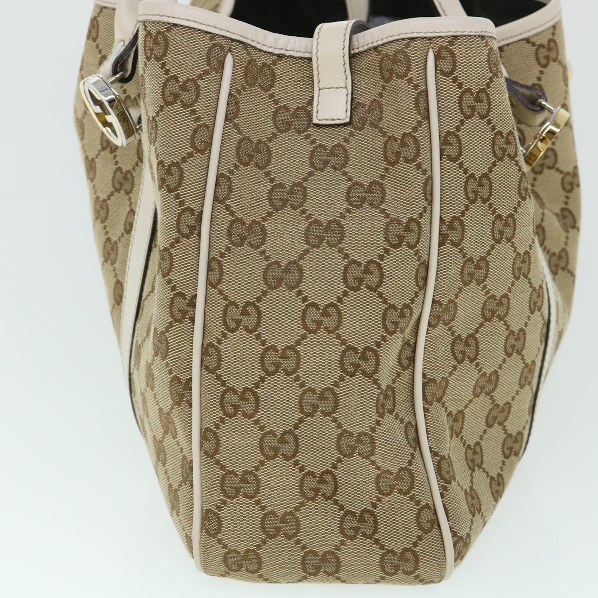 Luxury Gucci GG Canvas GG Twins Tote Bag Leather Beige 232957 8548