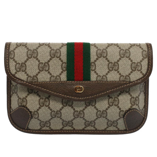Luxury Gucci GG Canvas Web Sherry Line Pouch Beige Red Green 14 14 5205 8690