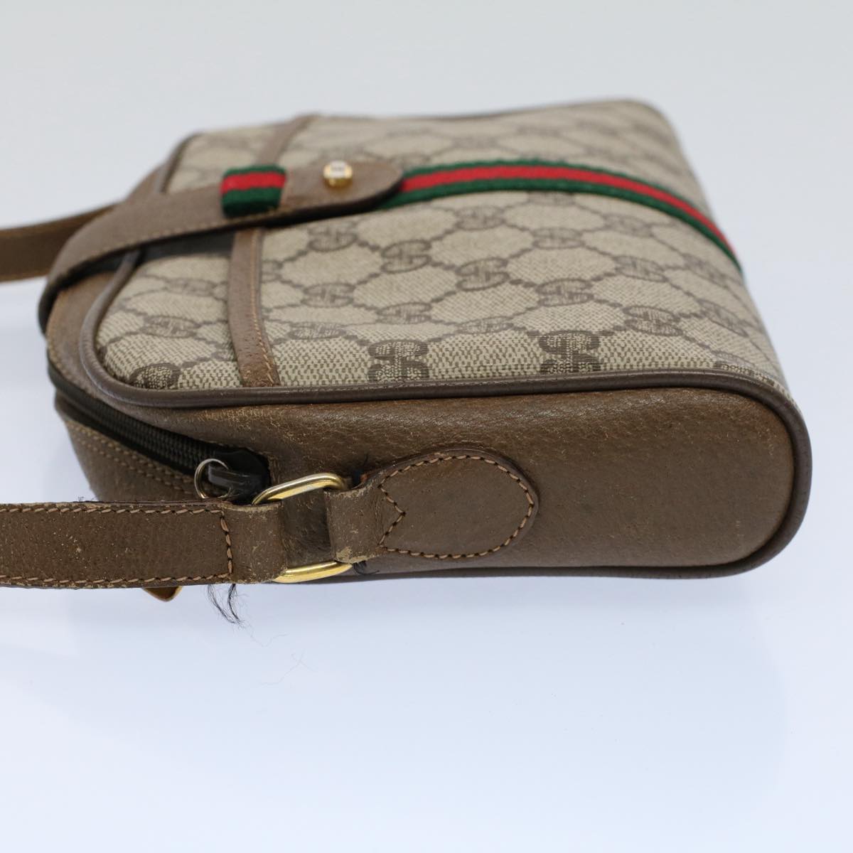 Luxury Gucci GG Canvas Web Sherry Line Shoulder Bag Beige Red 116 02 055 8699